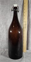 GLASS BOTTLE AMBER COLOR SWING TOP CLOSURE 14"