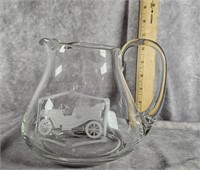 ETCHED GLASS PITCHER