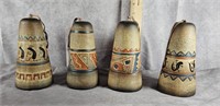 NATIVE AMERICAN POTTERY BELLS SET OF 4