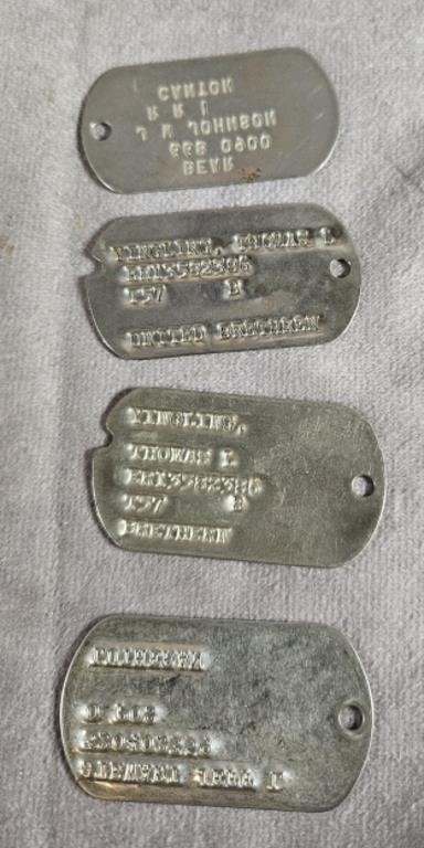 MILITARY DOG TAGS LOT OF 4