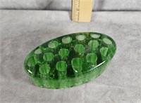 4.5" GREEN GLASS FLOWER FROG