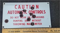 Caution Automatic Controls Porcelain Oil pump