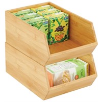 mDesign Bamboo Stackable Food Storage Organizatio