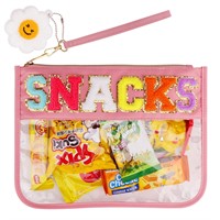 EYEDESL Chenille Letter Bags,Clear Snack Bag Pouc