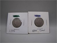 Pair of 1899 V Nickels