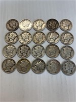 22 Silver Mercury Dimes