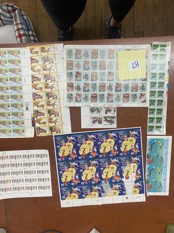 8 Sheets of collectors stamps, My Old KY Home, Dee