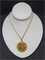 1900-S $20 GOLD COIN NECKLACE W/14K