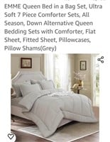 New...7 Pc Queen Comforter Set (grey)