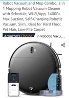 Robot Vacuum & Mop Combo.
Plugged in and tested