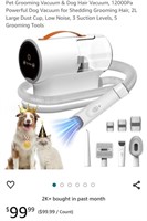 NEW Pet Grooming Vacuum & Accessories, White