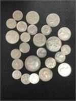(24) SILVER CONTENT FOREIGN COINS