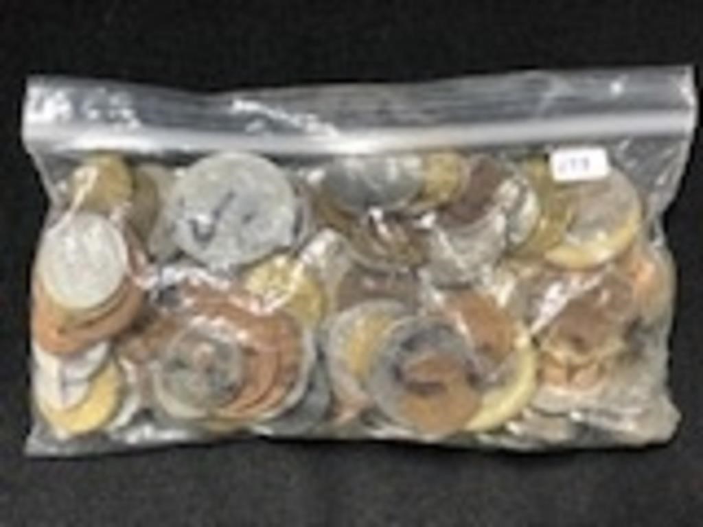 1 1/2 POUNDS OF FOREIGN COINS
