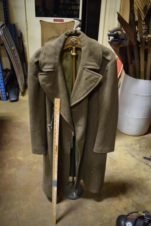 Vintage Military Issue Green Long Coat
