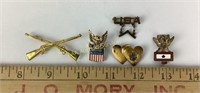 (5) sterling U.S. Army military pins. Total
