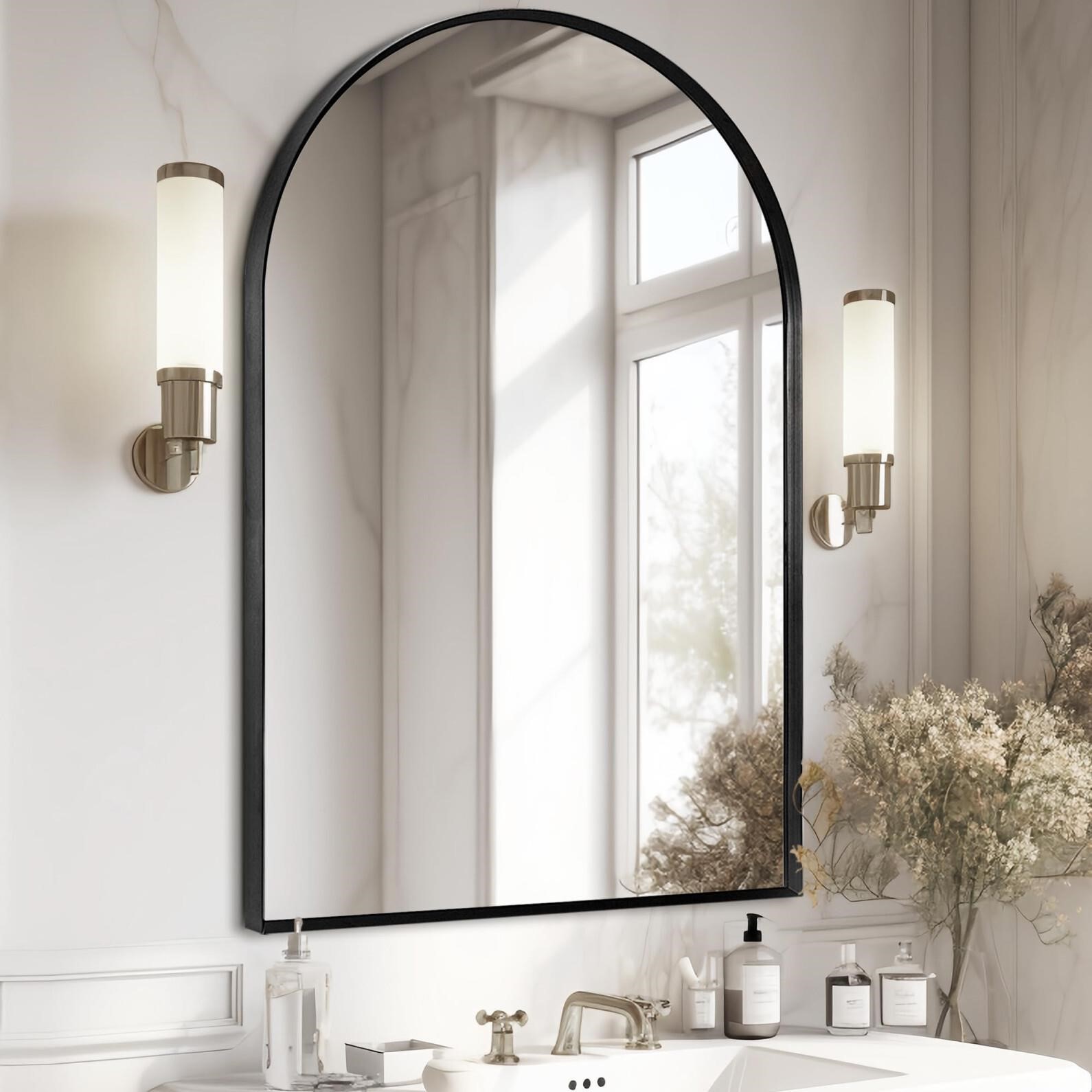 Minuover Large Black Arched Mirror, 30" x 40" Mod