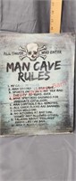 Metal Sign Man Cave Rules
