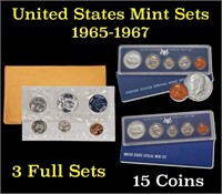 3 SMS sets 1965-1967 Run of Special Mint Sets SMS
