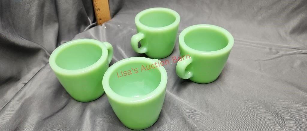 4 Jadeite Green Fire King Mugs,vintage Mug,jadeite