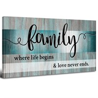 Family Wall Art Canvas Teal Wall Decor for Living