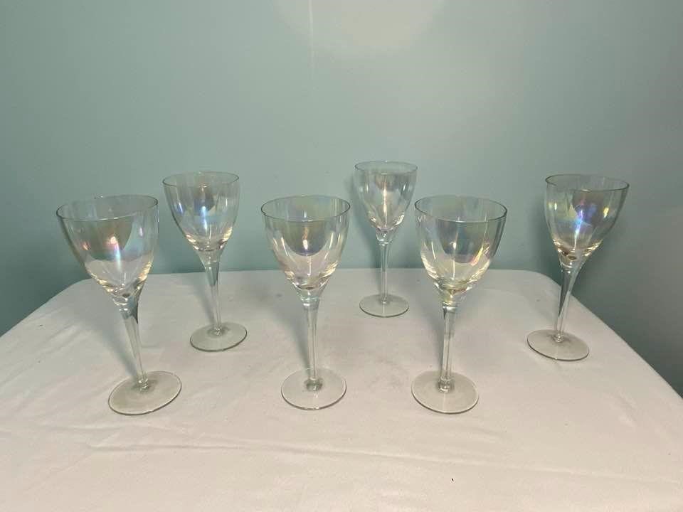 6pc Iridescent Wine Glasses