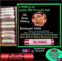 THIS AUCTION ONLY! BU Shotgun Lincoln 1c roll, 199