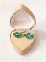 Silver 925 Green Onyx Earrings