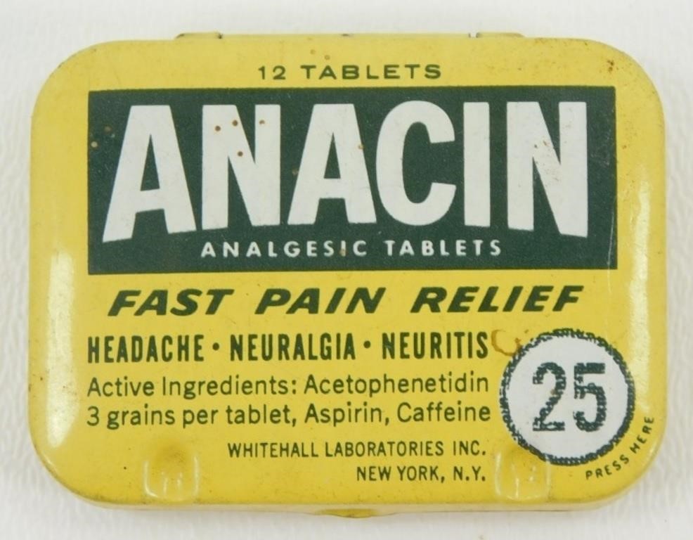 Vintage Metal Anacin Tin from the 1960's