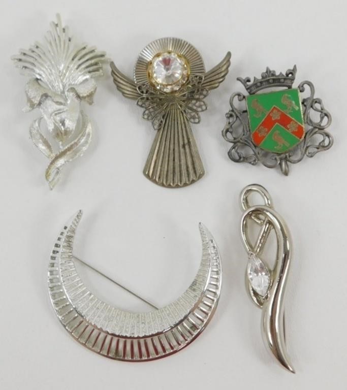 5 Vintage Silver Pins