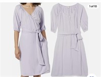Goodthreads Women's Fluid Twill Wrap Dress, Lilac