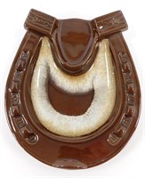 * Vintage Brown Horseshoe Ashtray - Made in Japan