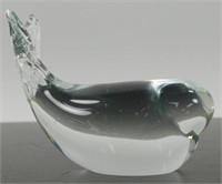 * Vintage Clear Glass Whale Paperweight
