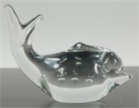 * Vintage Clear Glass Dolphin Paperweight