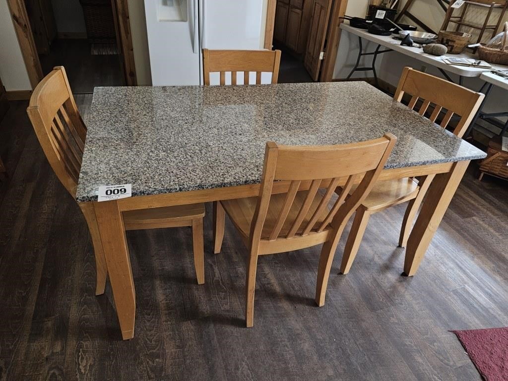 Granite? top table 30" t x 36" x 60" & 4 chairs