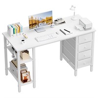 Lufeiya White Computer Desk with Drawers & Storag