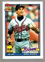 David Justice ROOKIE CARD 1991 Topps Card number