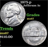1975-p Jefferson Nickel 5c Grades GEM++ Unc