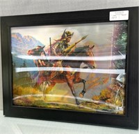 Framed Indian/mountain Man Holographic Art