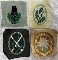 4 Embroidered German WWII Cloth Patches