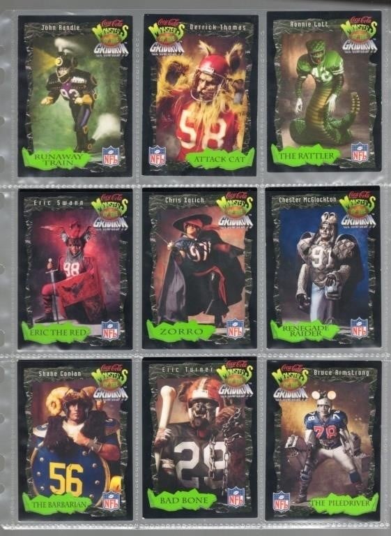 Lot of 9 1994 Coca Cola Monsters of the Gridiron