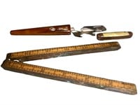 Antique 24 Lufkin Folding Ruler Wood Brass
