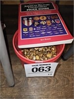 Military brass buttons (6 lbs 10 oz) w/ book