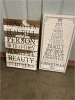 2 Wall Signs 20”x20” & 18” x 12”