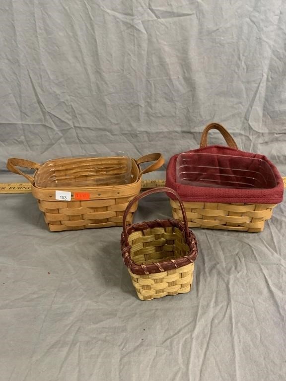 (2) Longaberger Baskets & (1) Unmarked Basket