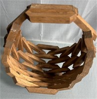 vintage Handmade wooden block basket. 12in