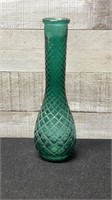 Vintage Green Glass Bud Vase 9.25" High