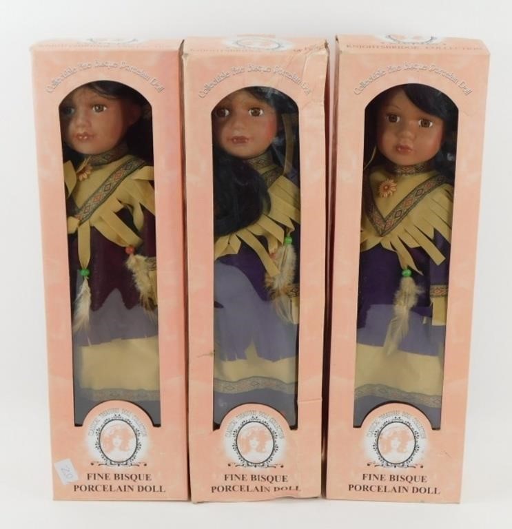 * 3 Indian Bisque Porcelain Dolls from the