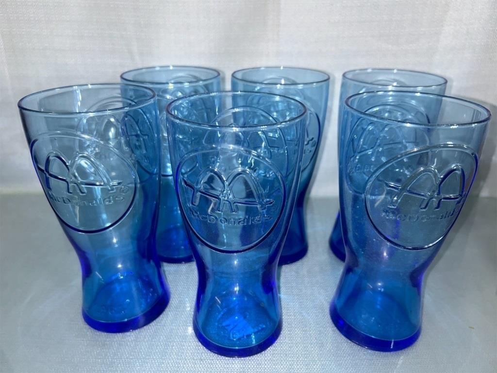 Set of 6 1961 Blue McDonalds Glasses.