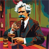 Mark Twain Have A Drink Hand Signed by Charis