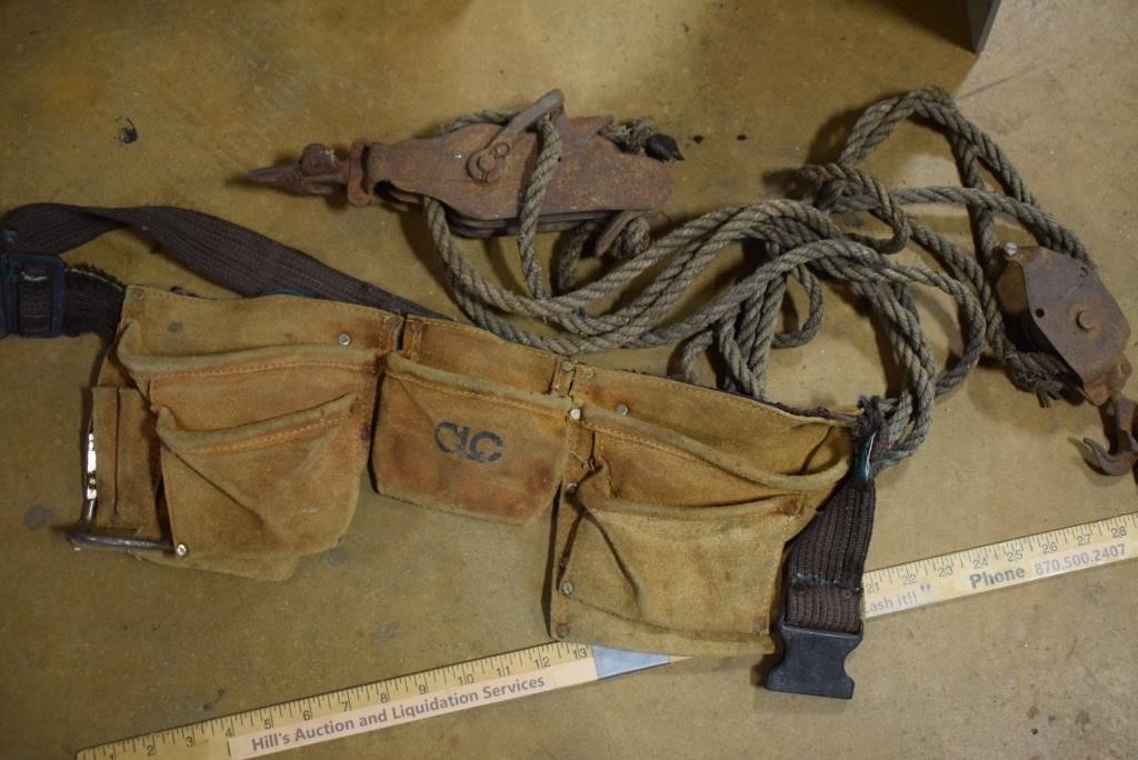 Leather Carpenter Belt & Rope Hoist
